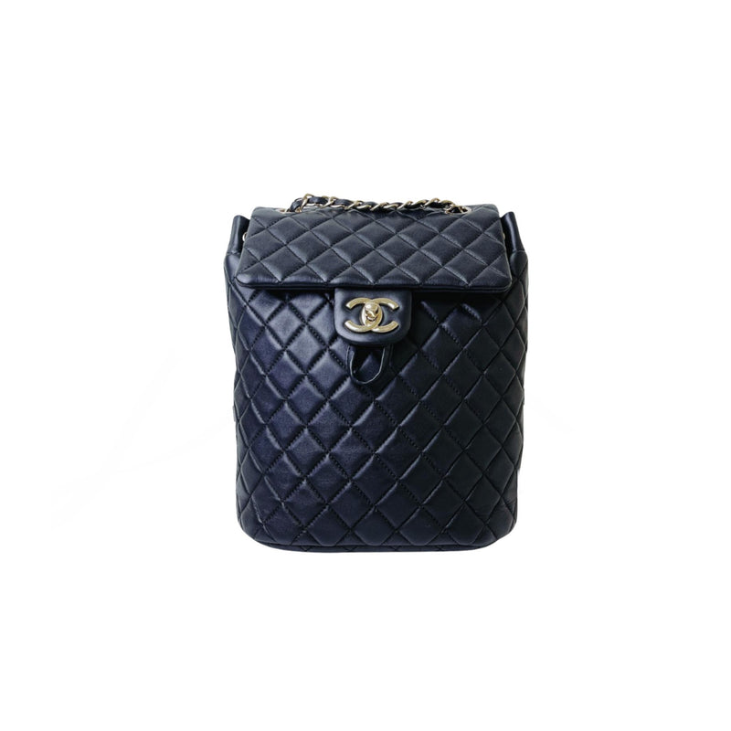 Chanel Small Urban Spirit Quilted Lambskin Backpack Bag Black