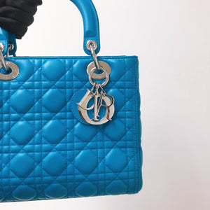 Lady Dior Lambskin Medium Blue SHW