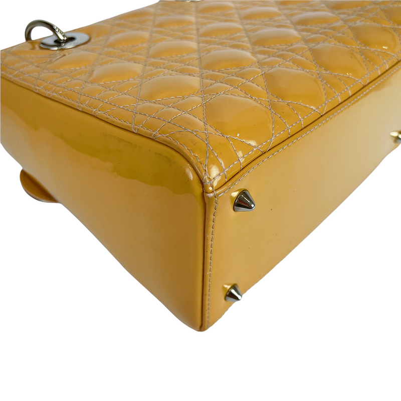 Lady Dior Medium Patent Leather Orange SHW