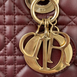 Small My Lady Dior Lucky Badges Lambskin Burgundy GHW