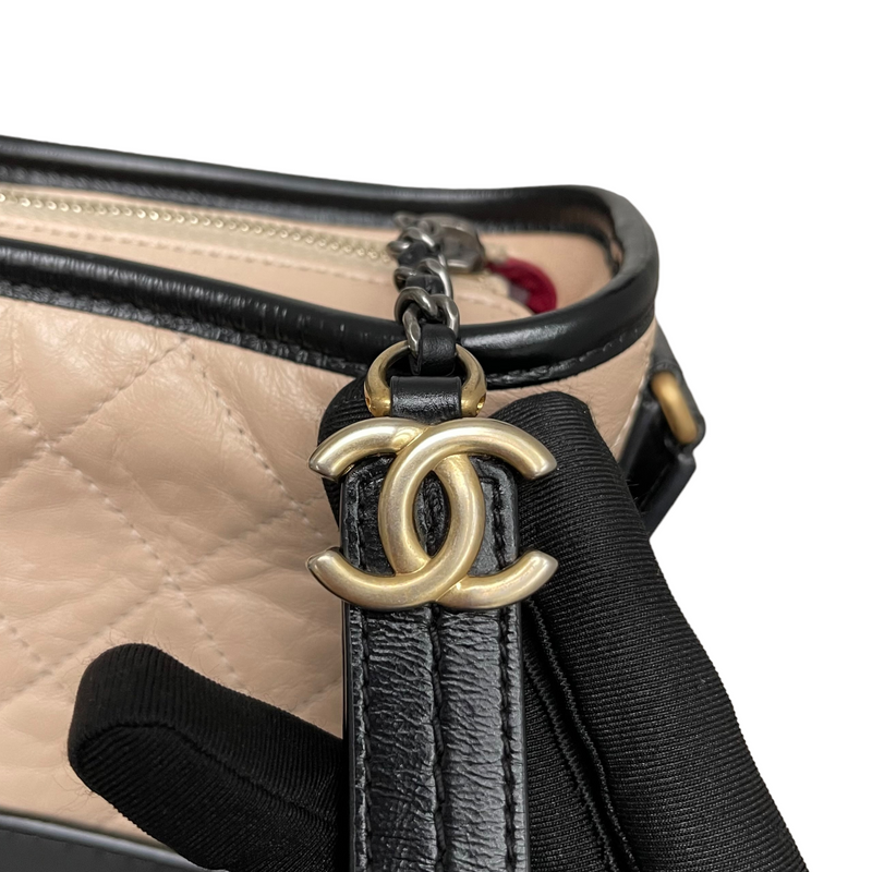 chanel aged calfskin quilted small gabrielle hobo black