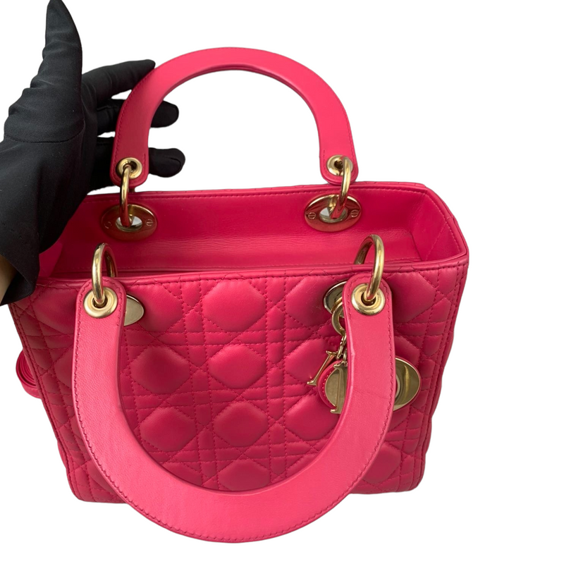 Medium Lady Dior Lambskin Pink GHW