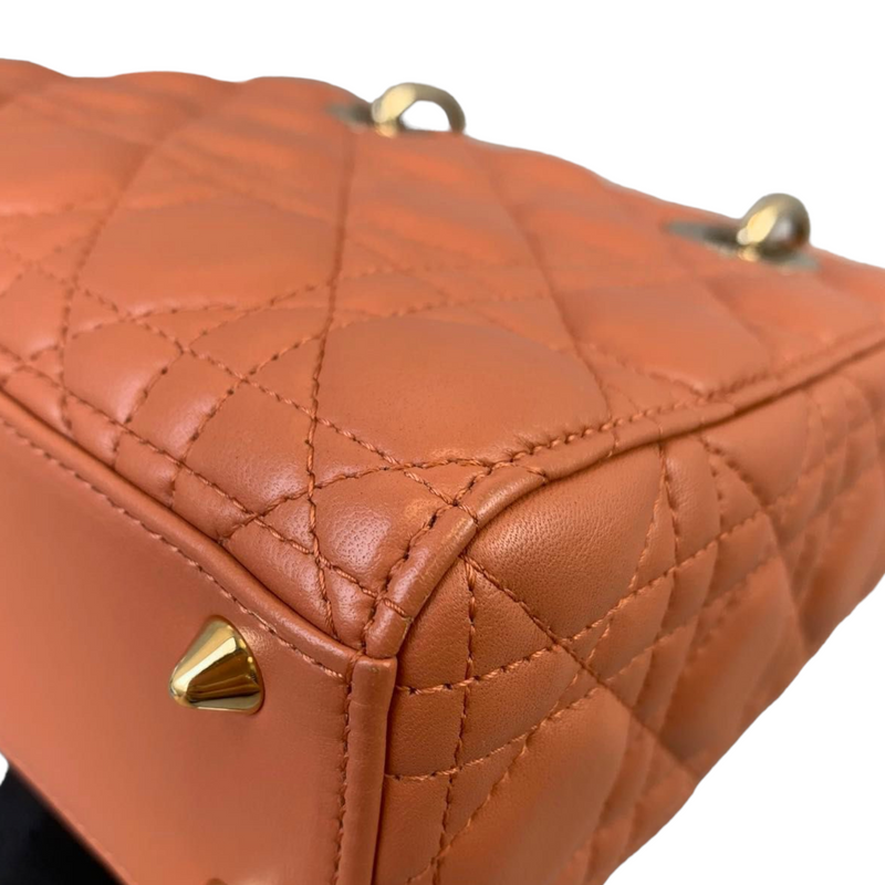 Small ABC Dior Lucky Badges Lambskin Orange GHW