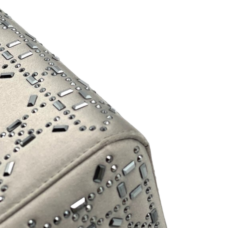 Embellished Satin Mini Lady Dior Grey SHW