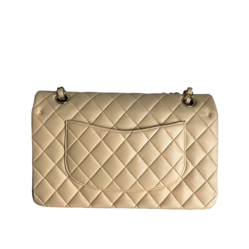 Classic Flap Medium Lambskin Beige GHW