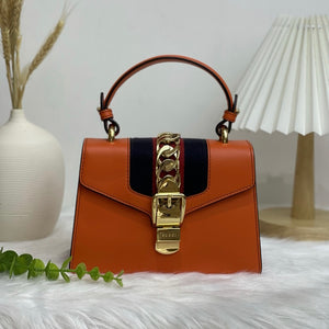 Sylvie Flap Mini Leather Orange GHW