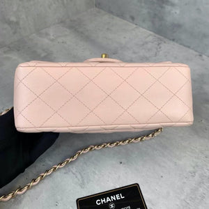 Mini Rectangle Lambskin Pink GHW