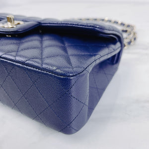 Small Classic Double Flap Caviar Blue LGHW