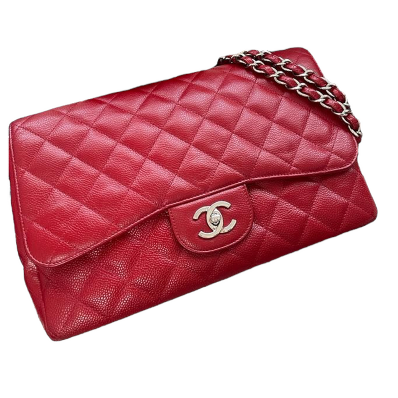 Single Flap Jumbo Caviar Red SHW