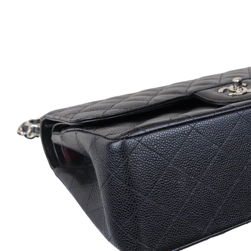 Classic Double Flap Jumbo Black Caviar SHW