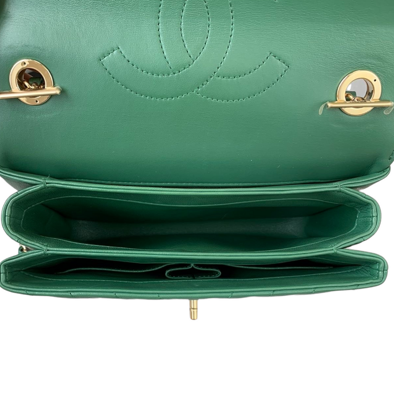 Small Trendy CC Flap Lambskin Green GHW