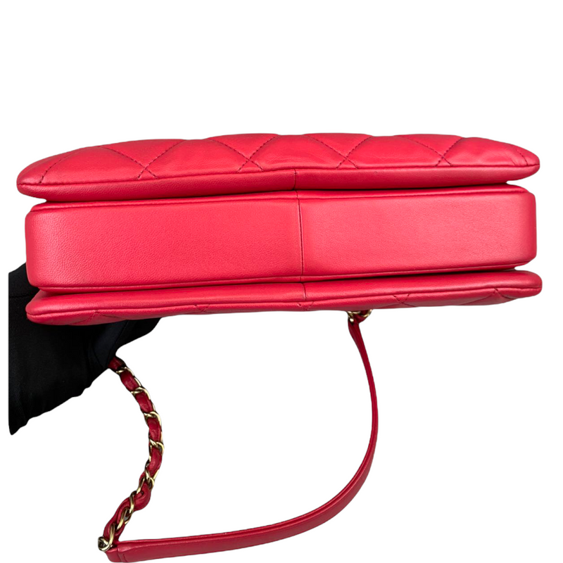 Small Trendy CC Flap Lambskin Red GHW