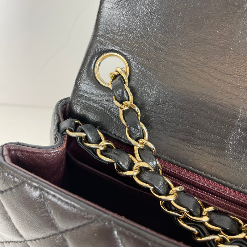 Square Mini Flap Lambskin Black GHW