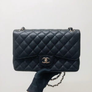 Classic Double Flap Jumbo Bag in Black Caviar with SHW