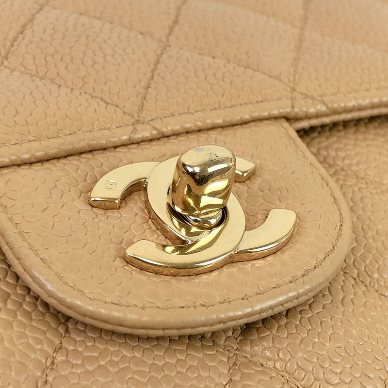 Classic Double Flap Caviar Medium Dark Beige GHW