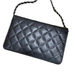 WOC Wallet on Chain Quilted Lambskin Black SHW