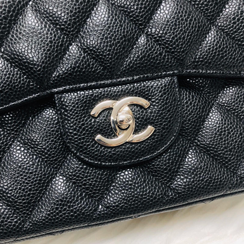 Classic Double Flap Jumbo Bag in Black Caviar with SHW