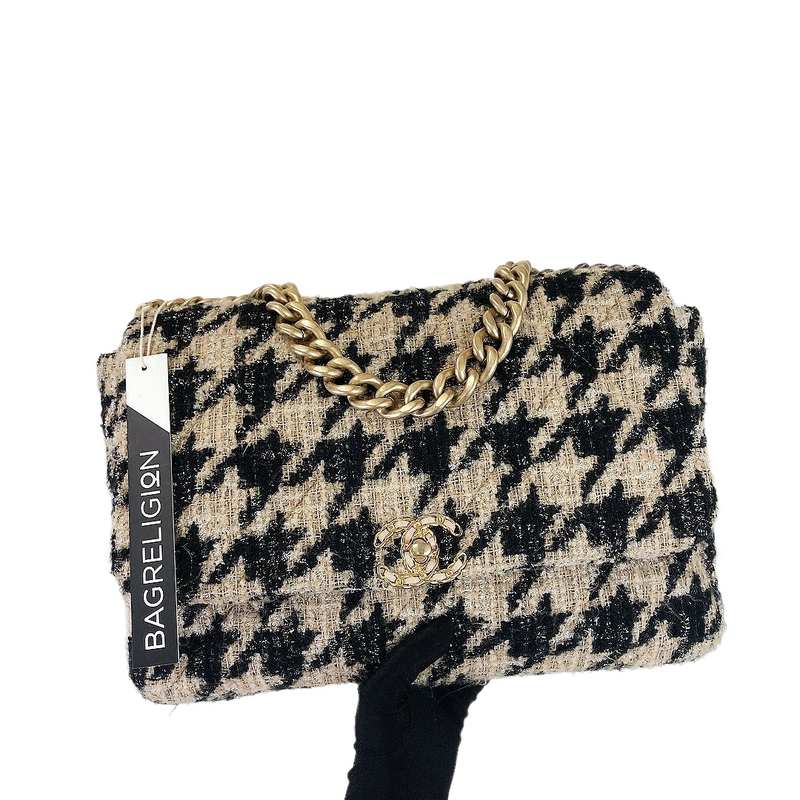 black and white tweed chanel bag