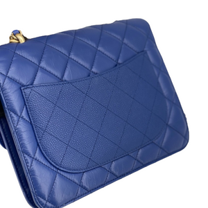 Chain Handle Flap Caviar/Calf Blue GHW