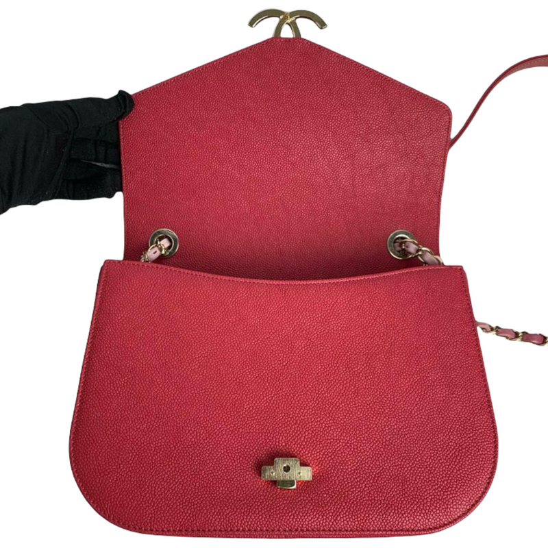 Coco Cuba CC Flap Caviar Leather Red GHW