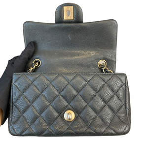 Mini Rectangle Flap Caviar Black GHW