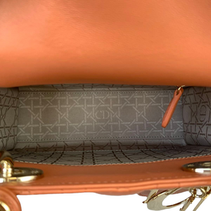 Small ABC Dior Lucky Badges Lambskin Orange GHW