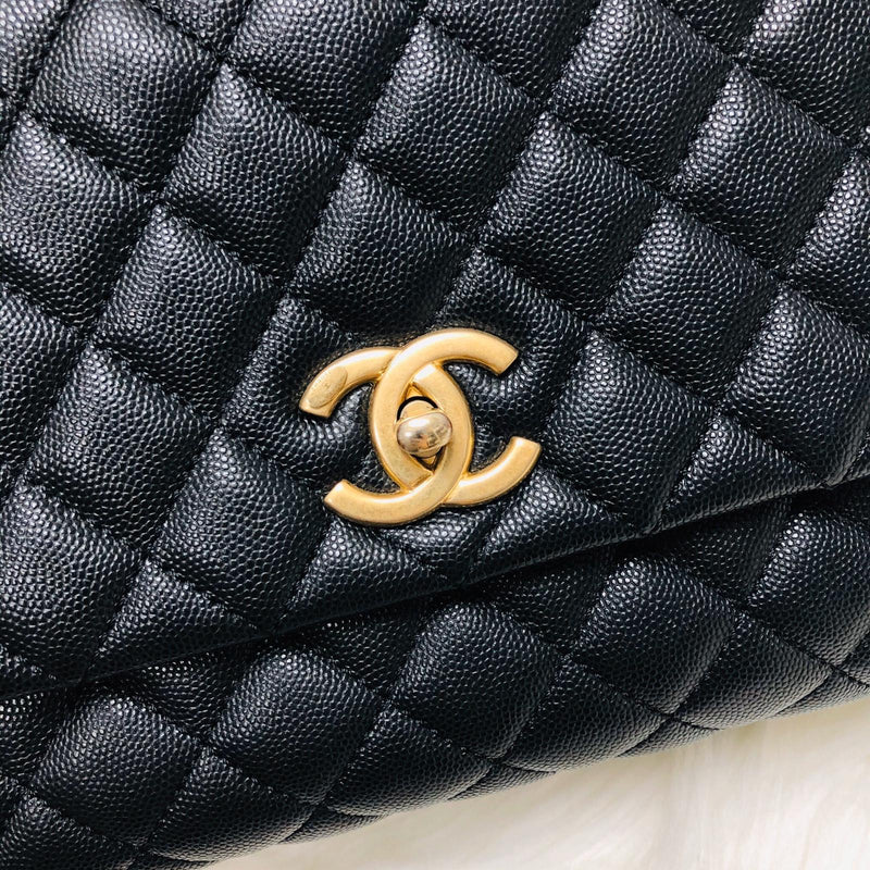 Quilted Medium Coco Handle Flap Black Caviar