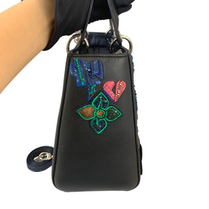 Medium Lady Dior Embroidered Black GHW