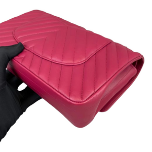 Classic Chevron Double Flap Medium Lambskin Pink GHW