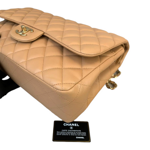 Double Flap Jumbo Dark Beige GHW