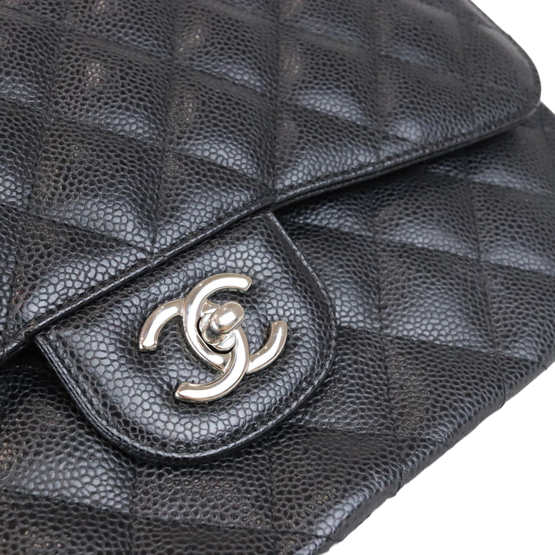 Classic Double Flap Jumbo Black Caviar SHW