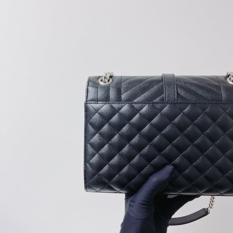 Quilted Envelope Medium Bag Black SHW