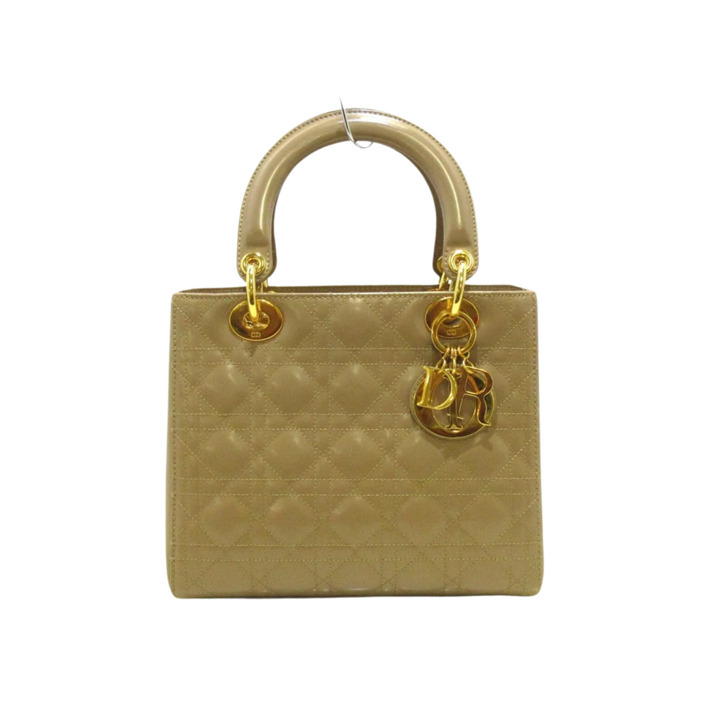 Lady Dior Medium Patent Beige GHW