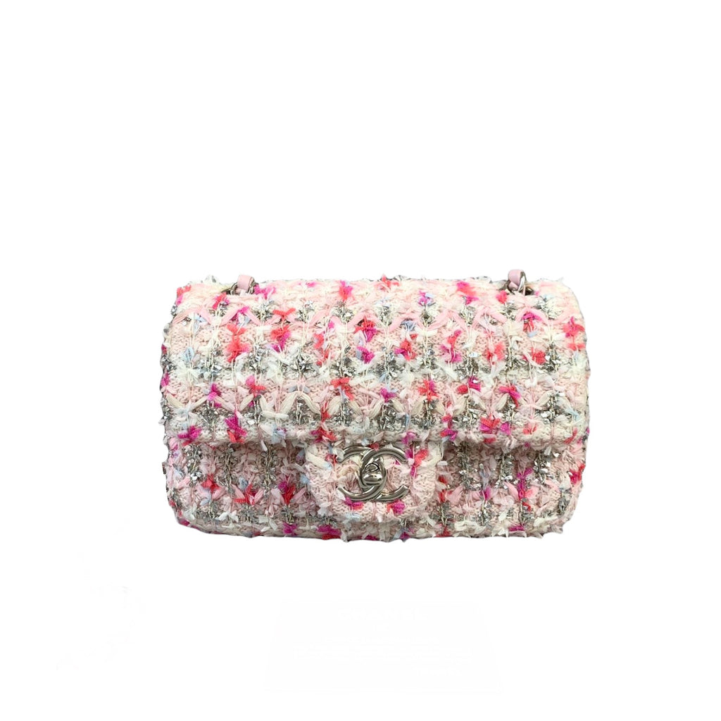 Tweed Mini Rectangular Flap Tweed Pink SHW