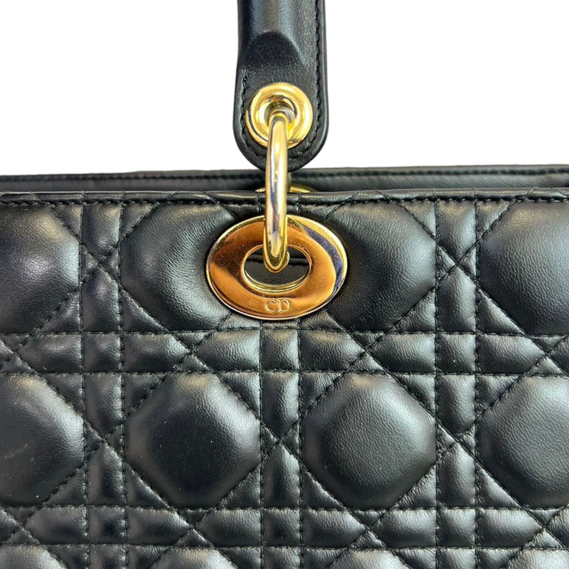 Large Lady Dior Lambskin Black GHW