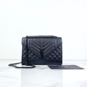 Quilted Envelope Medium Grained Leather Black BHW