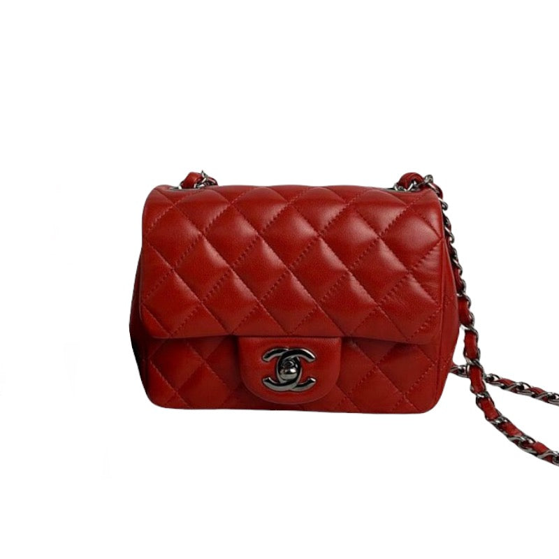 Classic Flap Square Mini Lambskin Red DSHW