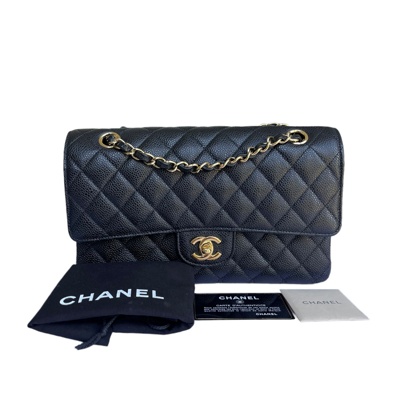 Medium Classic Flap Caviar Black GHW