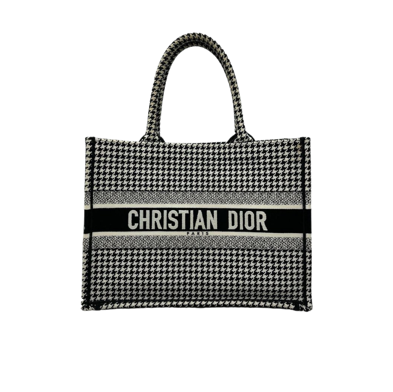 Medium Dior Book Tote Houndstooth Embroidery