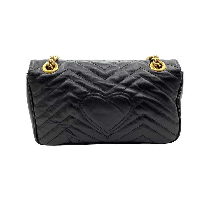 GG Marmont Small Matelassé Black GHW