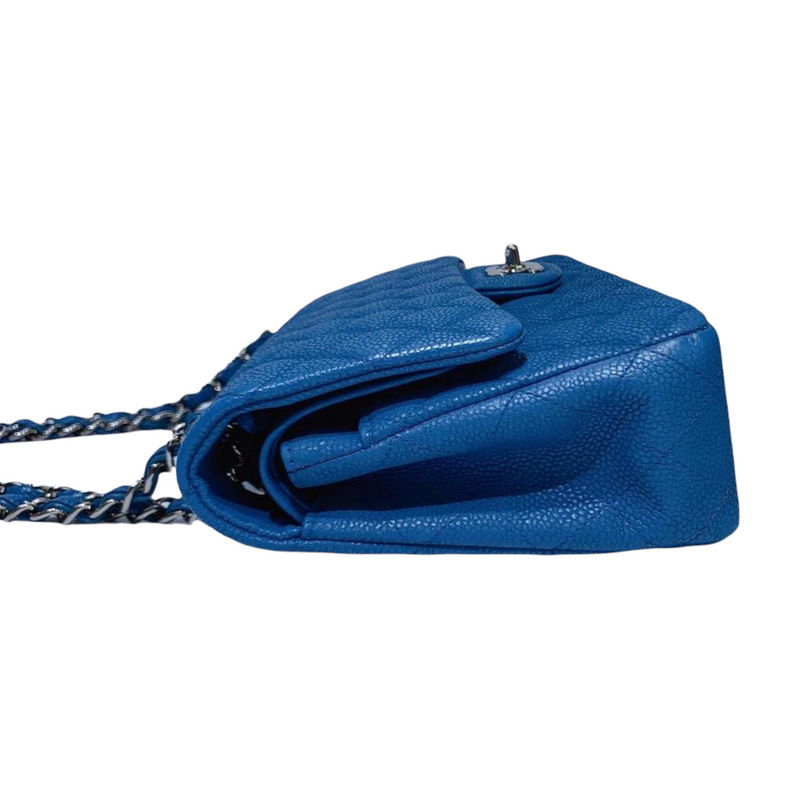 Chanel Blue Matte Quilted Caviar Jumbo Classic Double Flap Bag