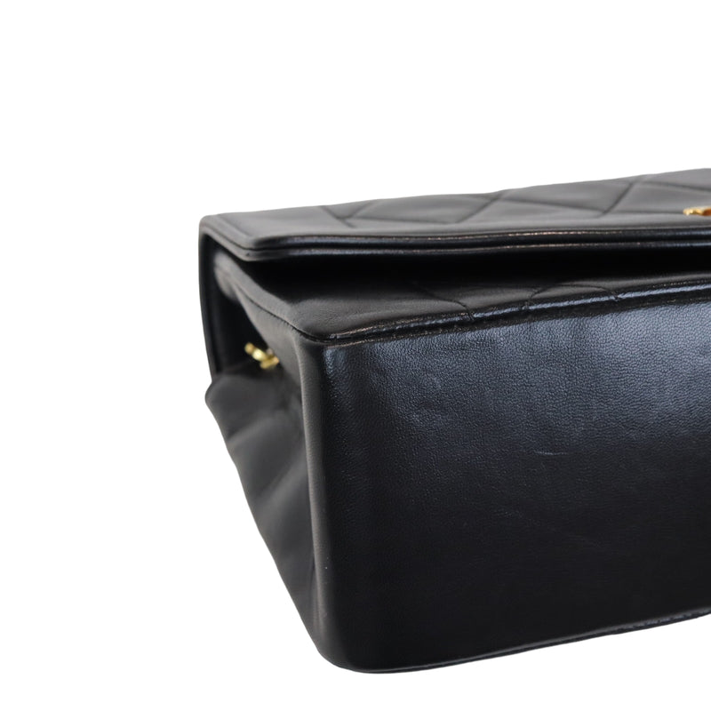 Small Classic Diana flap Black Lambskin GHW