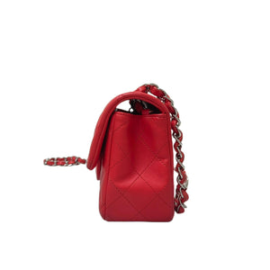 Mini Rectangle Lambskin Red SHW