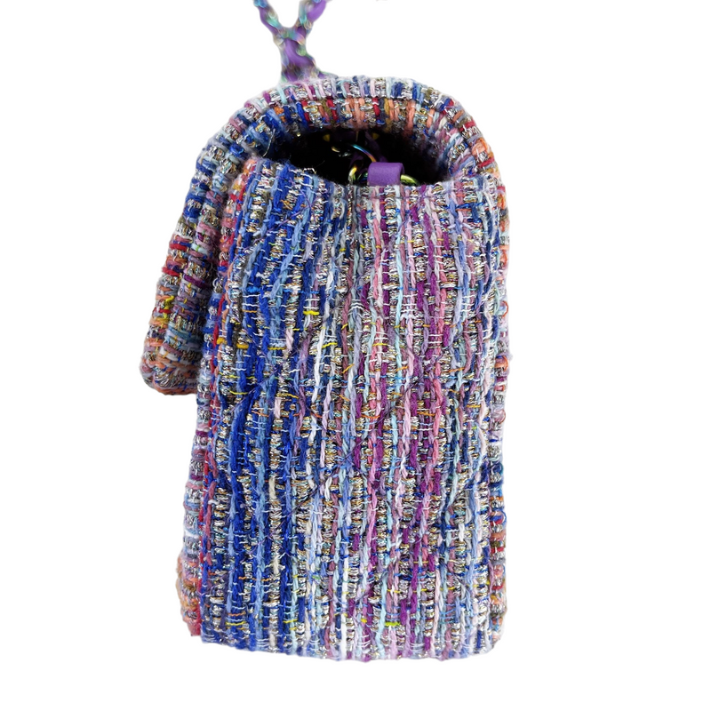 Mini Rectangle Flap Tweed Purple Rainbow Hardware