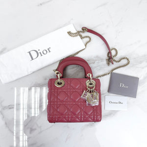 Mini Lady Dior Lambskin Rose Pink SHW