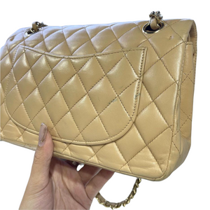 Classic Double Flap Small Lambskin Beige GHW