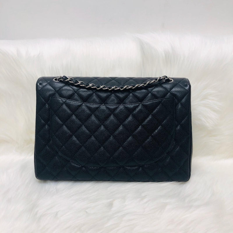 Classic Single Flap Maxi in Black Caviar Leather with SHW
