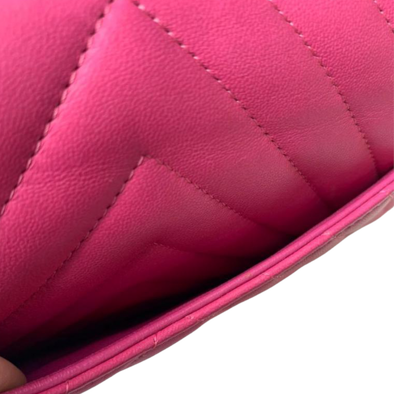 Classic Chevron Double Flap Medium Lambskin Pink GHW
