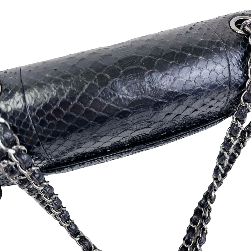 Classic Flap Medium Bag Python Black SHW
