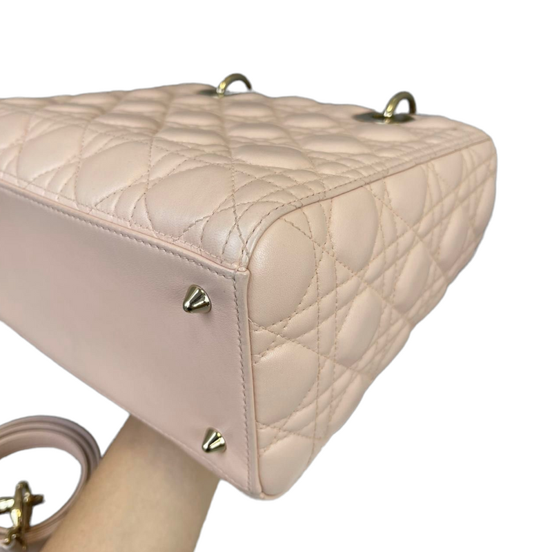 Cannage Lady Dior Medium Light Pink GHW
